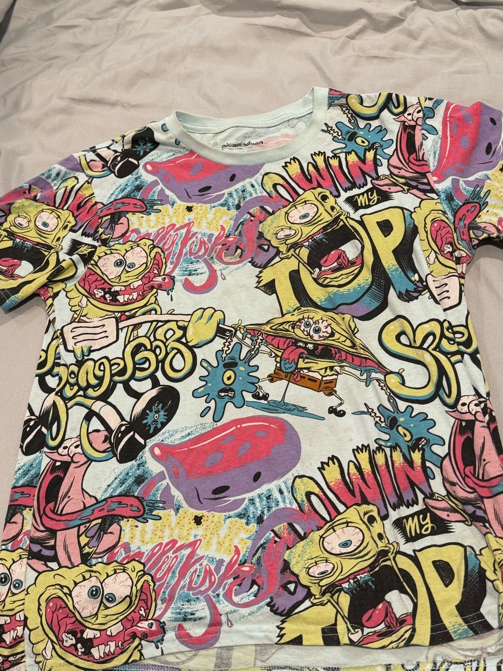 Kids Graphic Sponge-Inspired Cartoon Tee - Multicolor